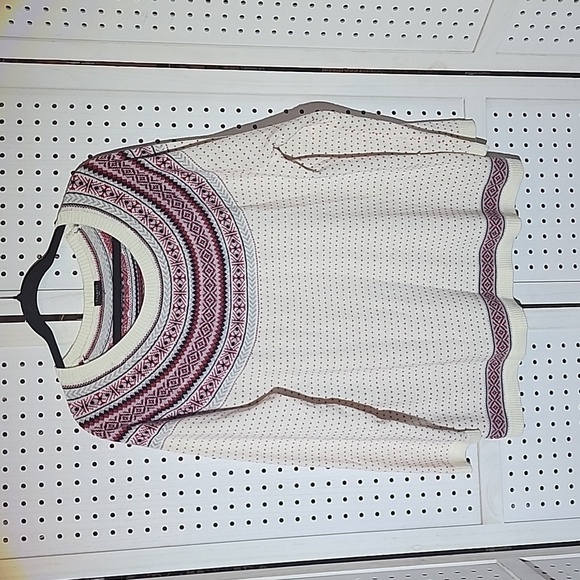 Talbots Nordic Fair Isle Plus Size Crewneck Sweater Woolblend 2xl Cream Red - Picture 1 of 8